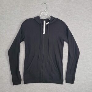 Lululemon Women Sweatshirt 2 Black Hoodie Cashmere Blend Drawstring Full Zip